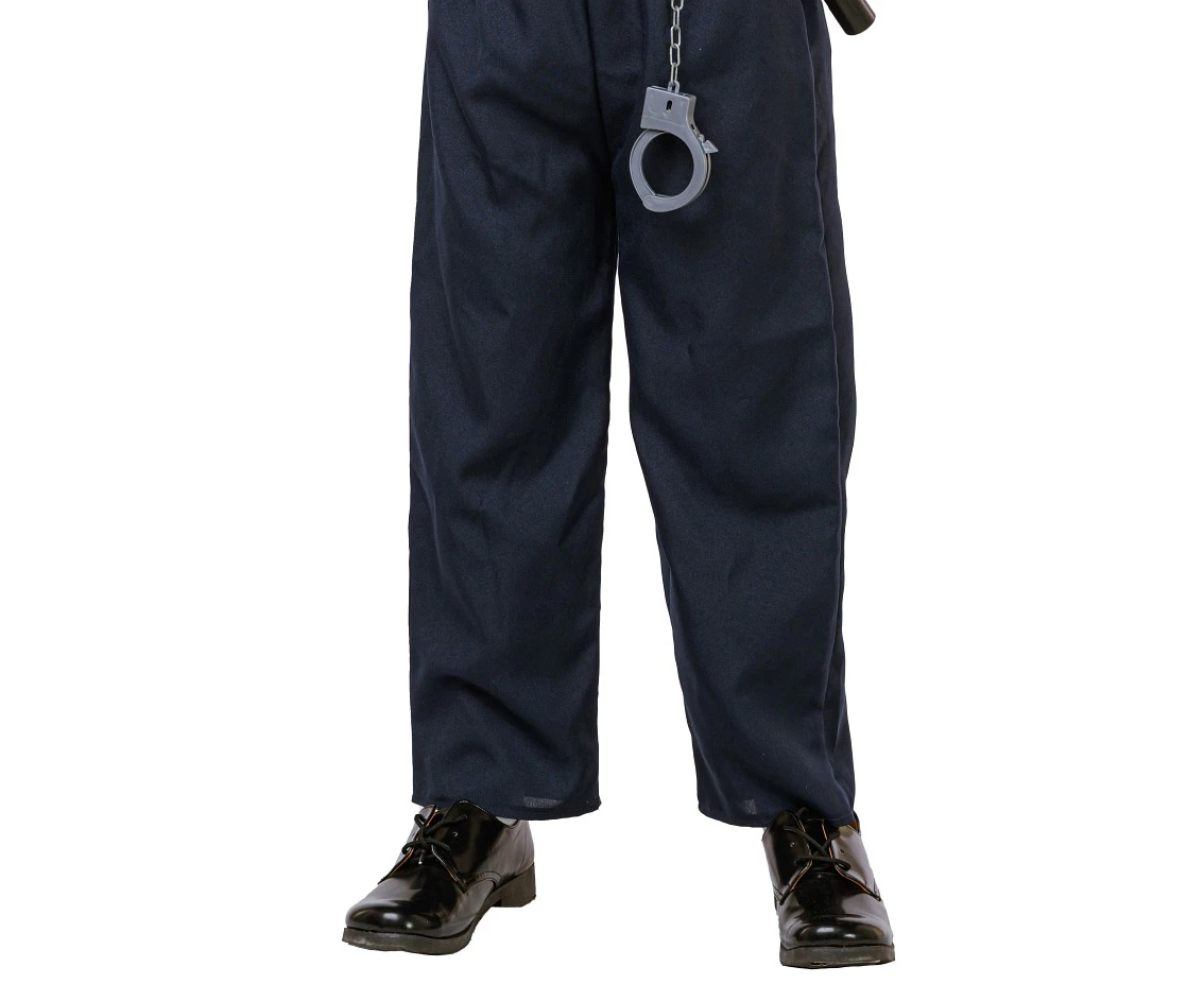 Zestaw dla dzieci Elegancki Policjant (bluzka, spodnie, pasek, czapka, kajdanki, krótkofalówka, pałka), rozm. 120/130 cm